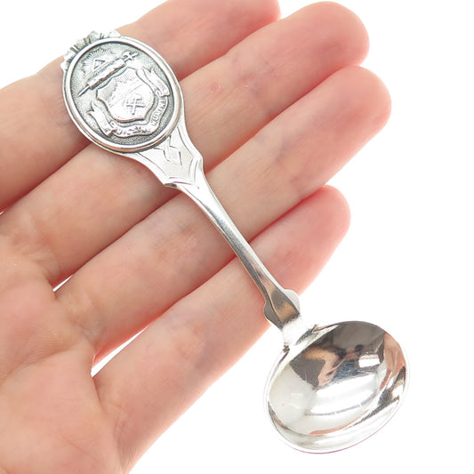 925 Sterling Silver Antique Art Deco Colorado Coat of Arms Salt & Spices Spoon
