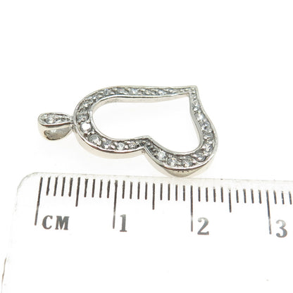 925 Sterling Silver Round-Cut C Z Open Heart Pendant