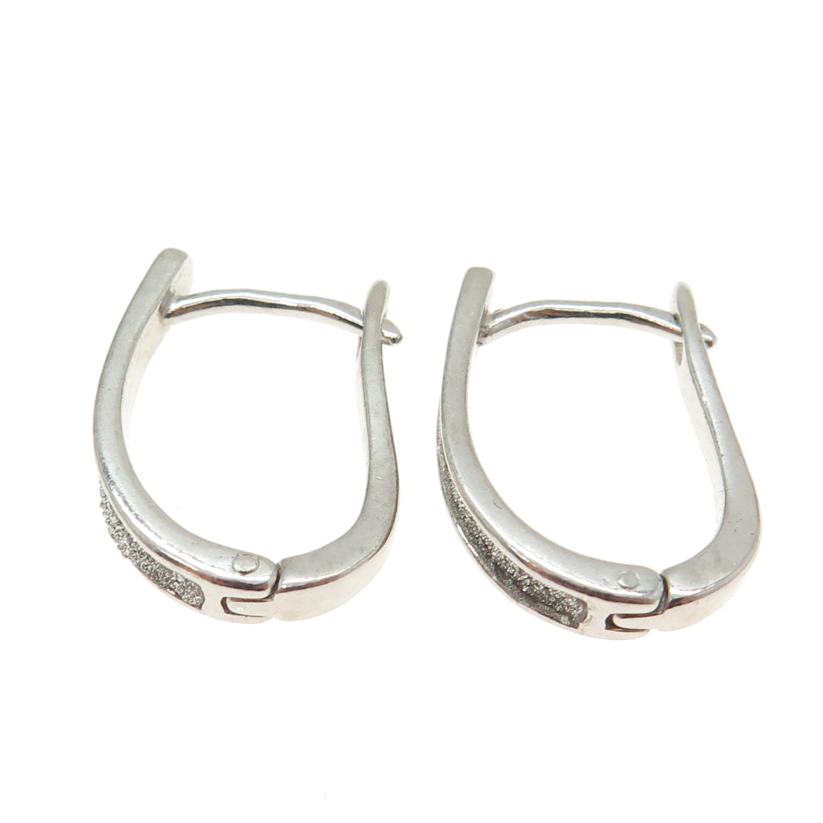 925 Sterling Silver Diamond-Illusion Horseshoe Hoop Earrings