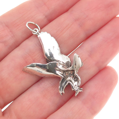 925 Sterling Silver Vintage Eagle Oxidized Charm Pendant