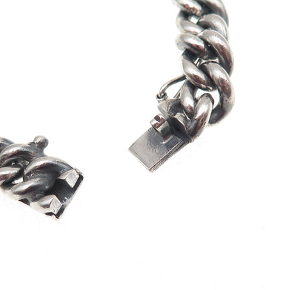 925 Sterling Silver Vintage Peru Cuban Link Oxidized Bracelet 7"
