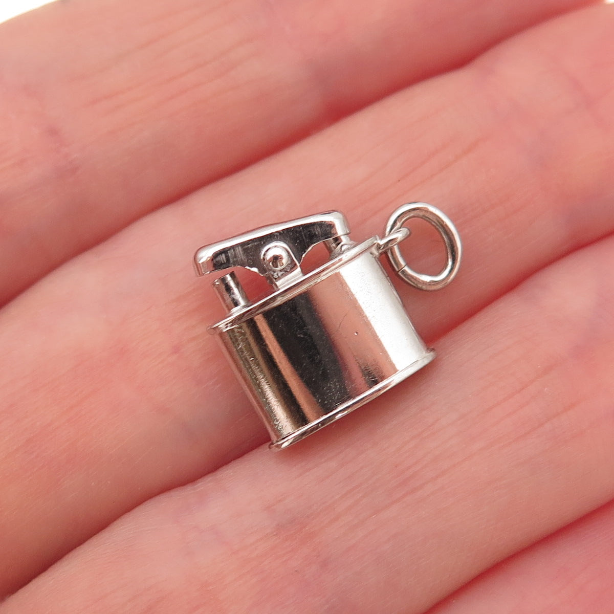 Art's Elegance 925 Sterling Silver Vintage Cigarette Lighter 3D Charm Pendant
