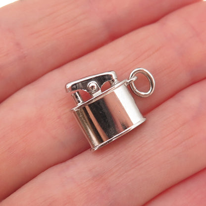 Art's Elegance 925 Sterling Silver Vintage Cigarette Lighter 3D Charm Pendant
