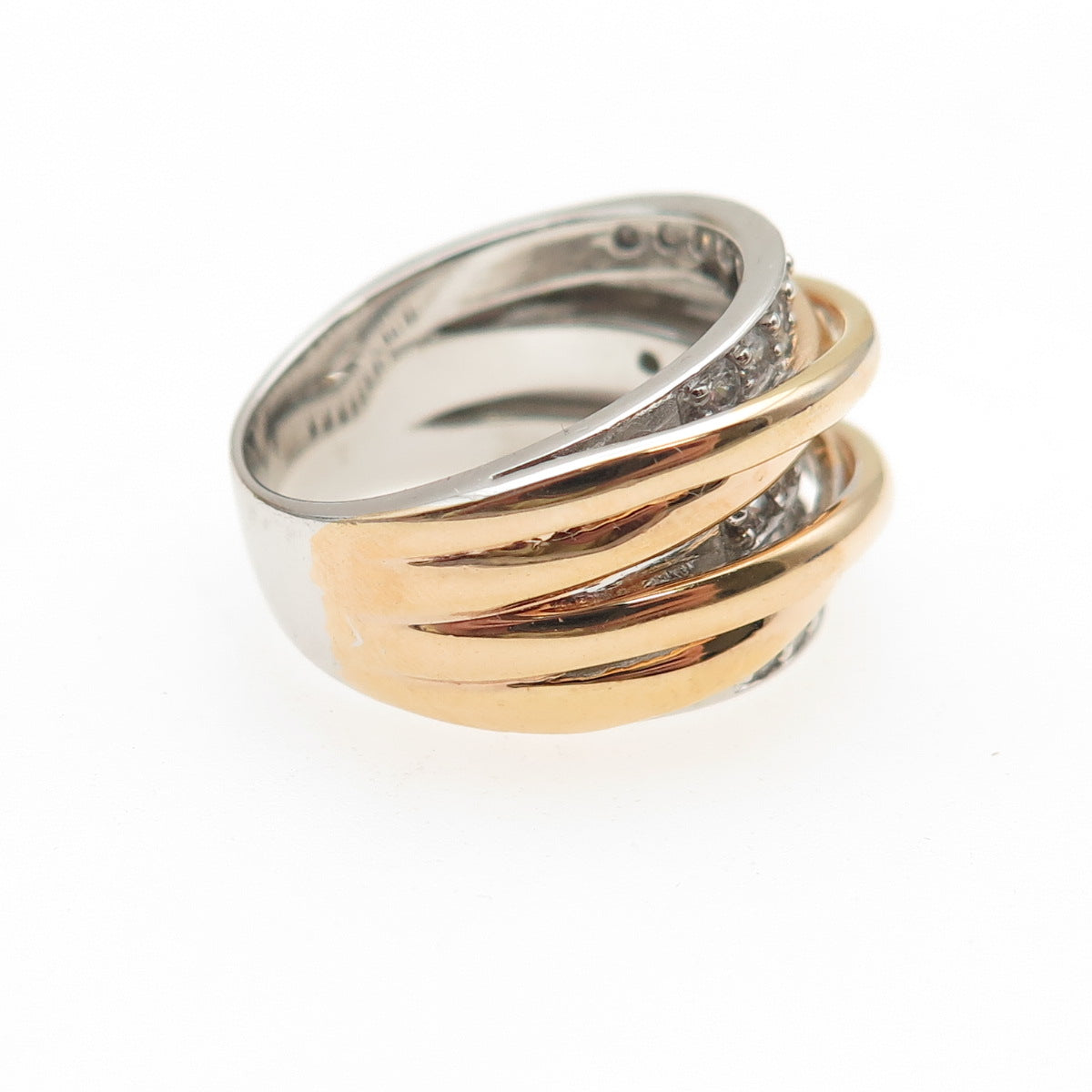 MICHAEL VALITUTTI Gems En Vogue Sterling 2-Tone C Z Crisscross Ring Size 7.25