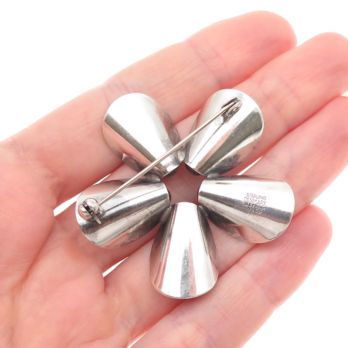 Niels Erik From 925S Sterling Silver Vintage Denmark Modernist Floral Pin Brooch