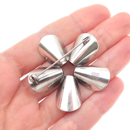 Niels Erik From 925S Sterling Silver Vintage Denmark Modernist Floral Pin Brooch