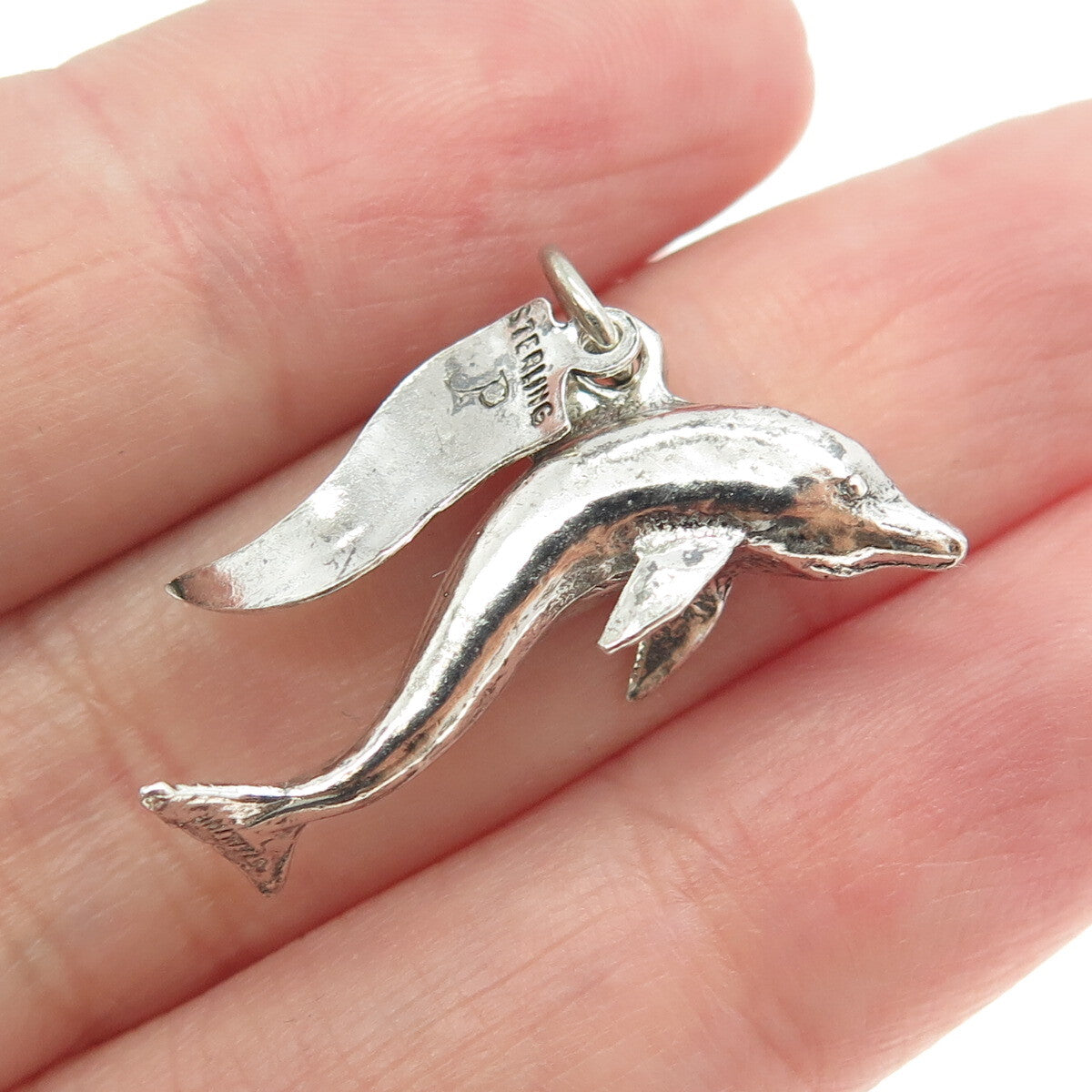 PACIFIC JEWELRY 925 Sterling Silver Vintage "Virginia Beach" Dolphin 3D Pendant