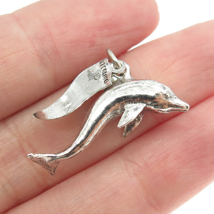 PACIFIC JEWELRY 925 Sterling Silver Vintage "Virginia Beach" Dolphin 3D Pendant