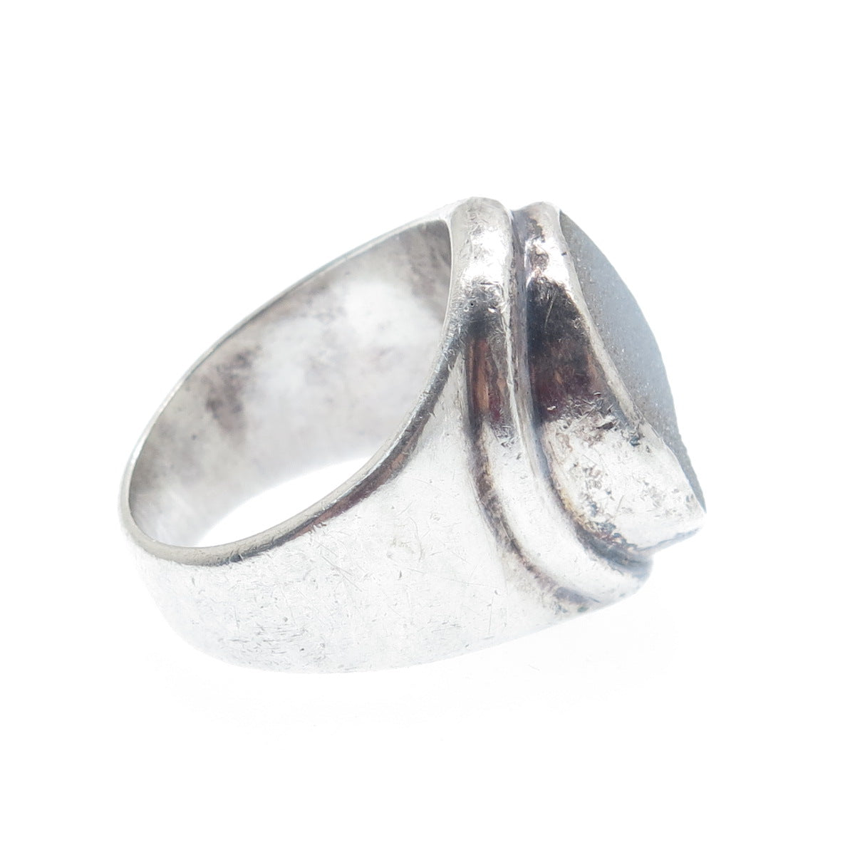 J. LEWIS 925 Sterling Silver Vintage Real Druzy Modernist Ring Size 8