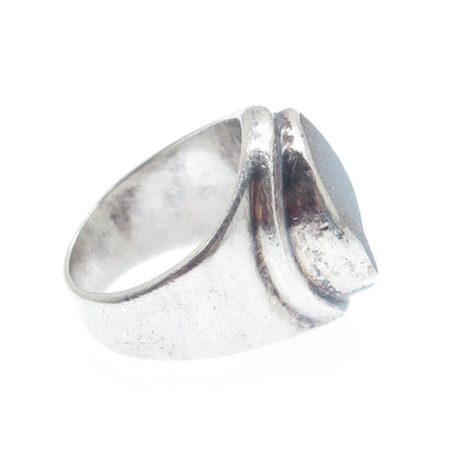 J. LEWIS 925 Sterling Silver Vintage Real Druzy Modernist Ring Size 8