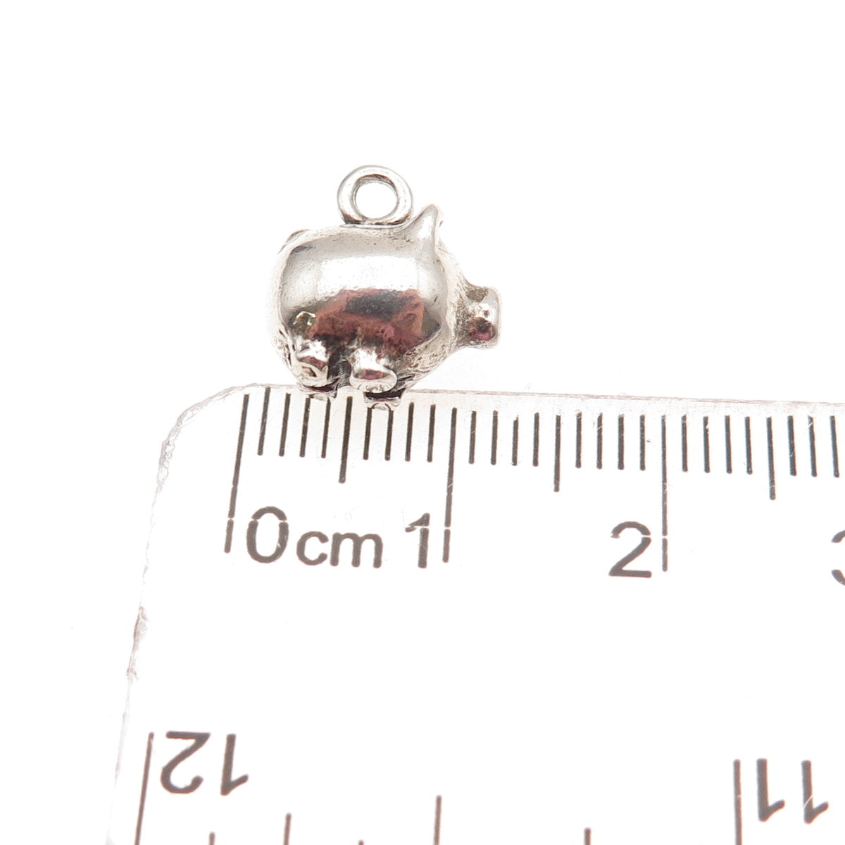 925 Sterling Silver Vintage Pig Oxidized 3D Charm Pendant