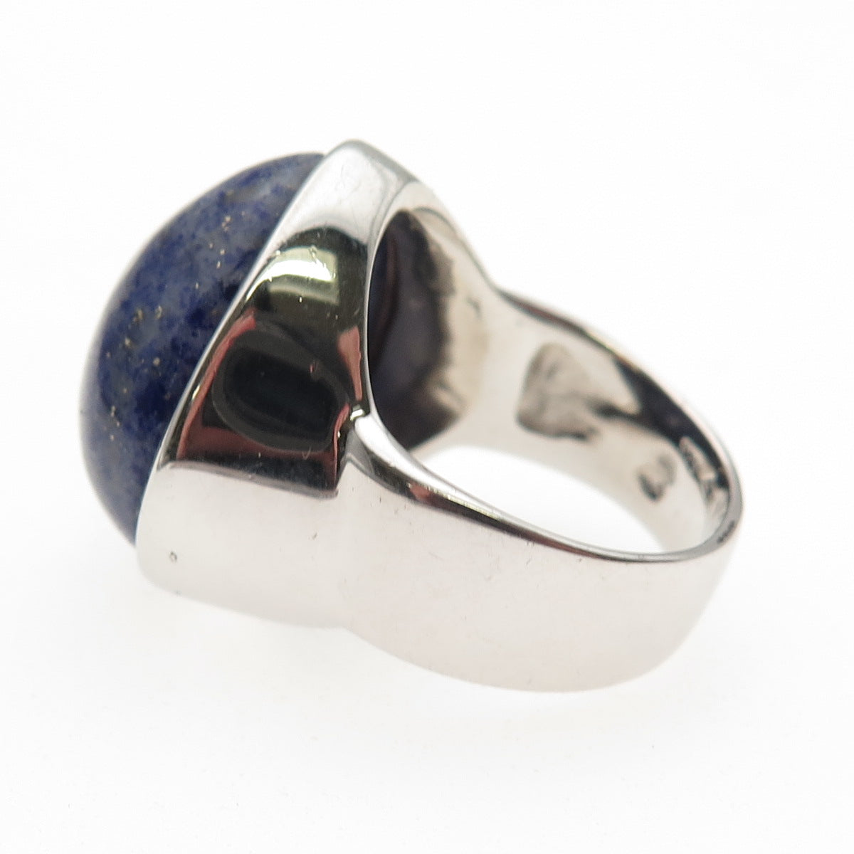 AIL Aluma 925 Sterling Silver Vintage Real Lapis Lazuli Modernist Ring Size 7