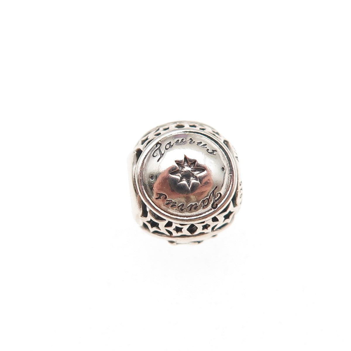 Pandora 925 Sterling Silver Taurus Zodiac Sign Slide Bead Charm
