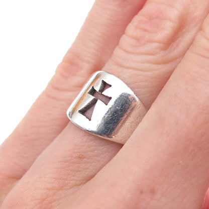James Avery 925 Sterling Silver Vintage Cross Oxidized Ring Size 5