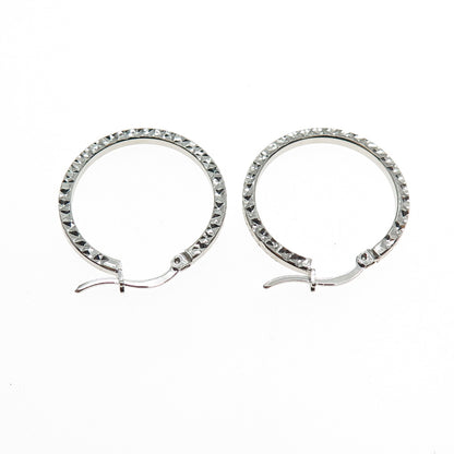 925 Sterling Silver Diamond-Cut Hoop Earrings