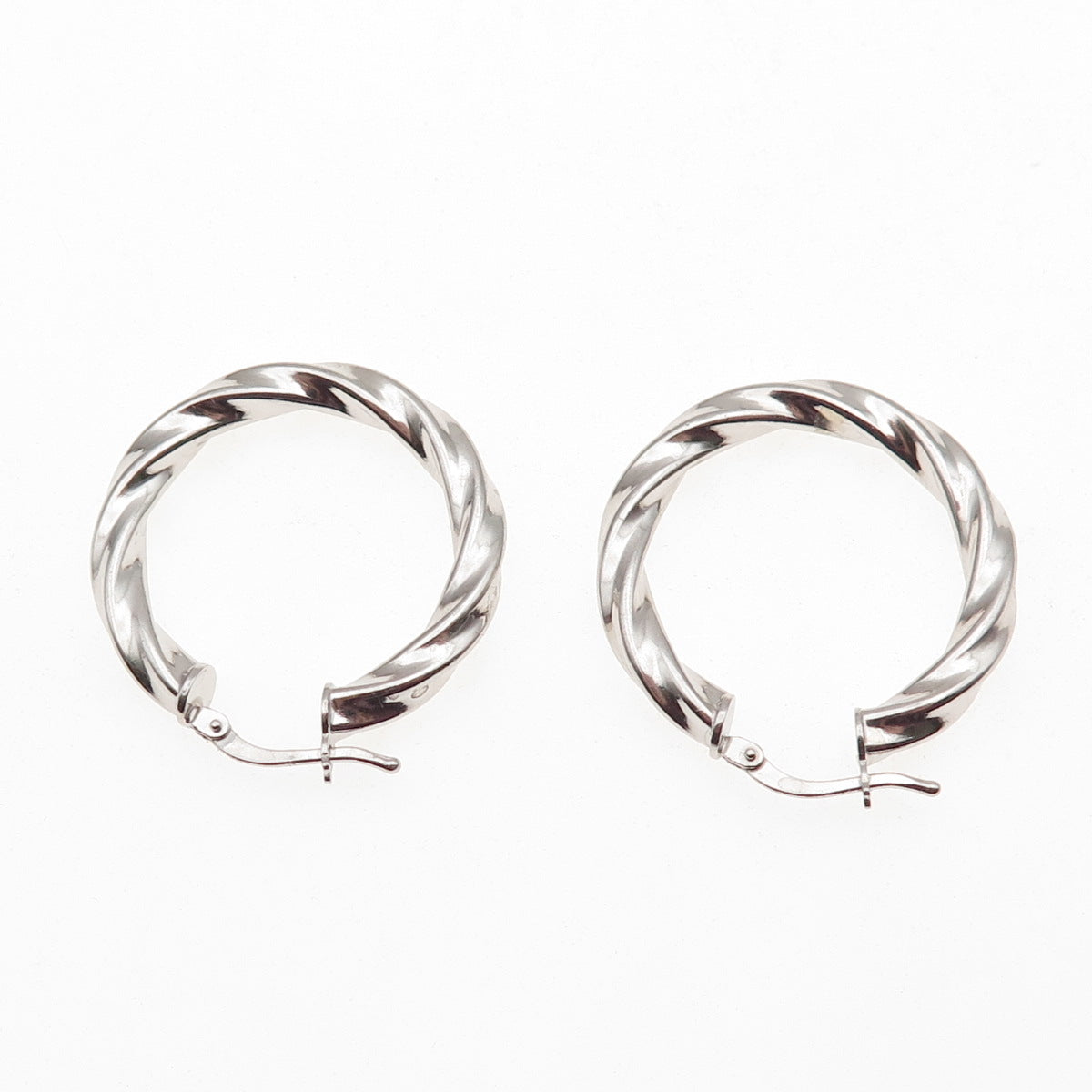 925 Sterling Silver Italy Twisted Hoop Earrings