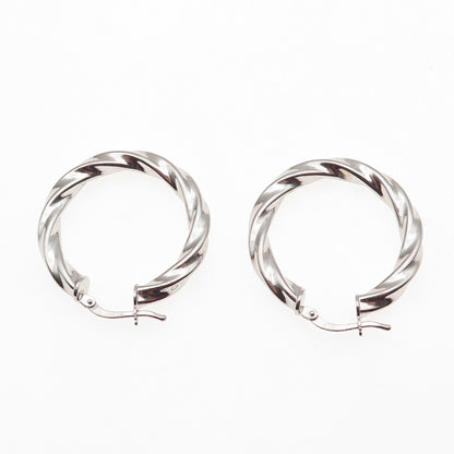 925 Sterling Silver Italy Twisted Hoop Earrings
