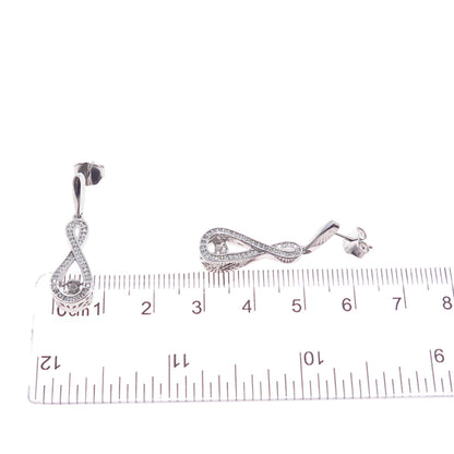 925 Sterling Silver Real Round-Cut Diamond Infinity Dangle Earrings