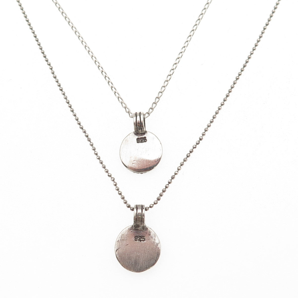 Satya 925 Sterling Silver Vintage Modernist Disc Double Chain Necklace 16"