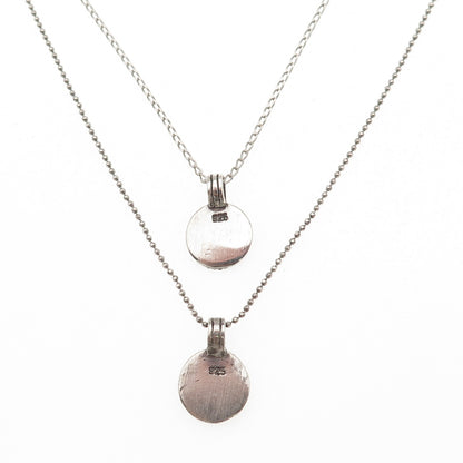 Satya 925 Sterling Silver Vintage Modernist Disc Double Chain Necklace 16"