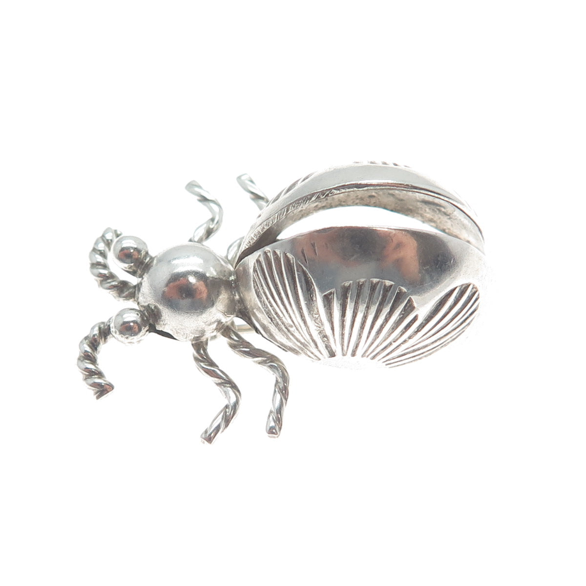 Old Pawn 925 Sterling Silver Vintage Southwestern Native Bug Tribal Pin Brooch