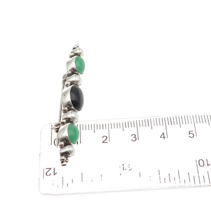 JGD Janice Girardi 925 Sterling Vintage Real Black Onyx Chalcedony Pearl Brooch