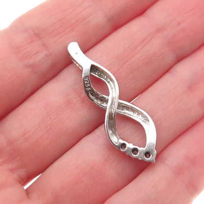 925 Sterling Silver Real Black & White Diamond Twisted Charm Pendant