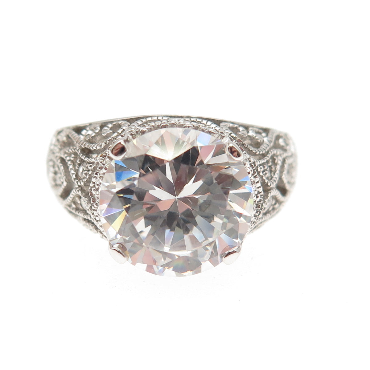 925 Sterling Silver Round-Cut C Z Promise Ring Size 10.25