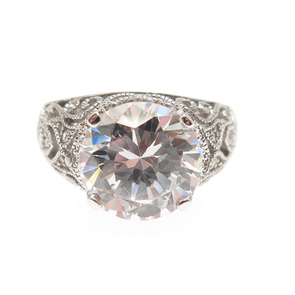 925 Sterling Silver Round-Cut C Z Promise Ring Size 10.25