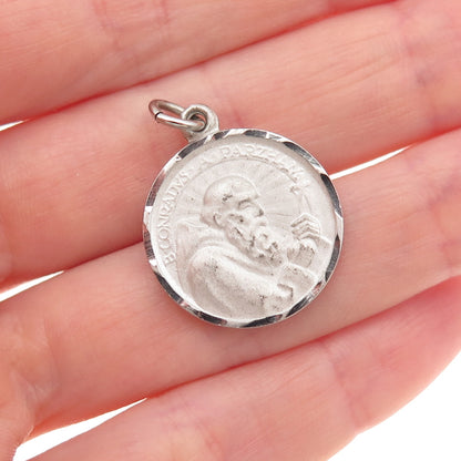 925 Sterling Silver Filled Vintage Saint John Eudes Mini Charm Pendant