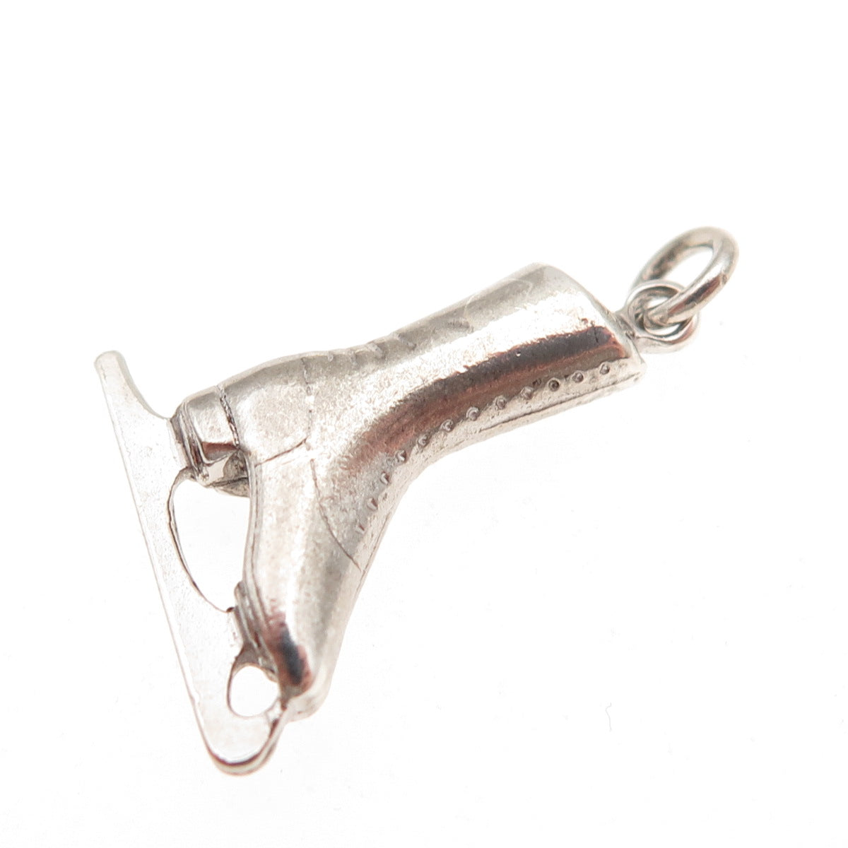 925 Sterling Silver Vintage Ice Skating Shoe Oxidized 3D Charm Pendant
