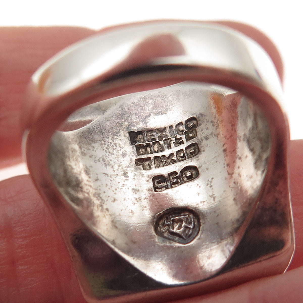 925 Sterling Silver Vintage Mexico Real Red Jasper Statement Ring Size 9.5