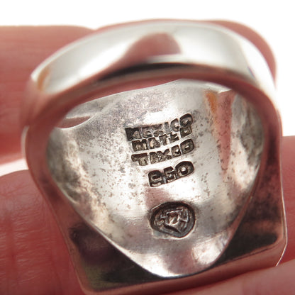 925 Sterling Silver Vintage Mexico Real Red Jasper Statement Ring Size 9.5