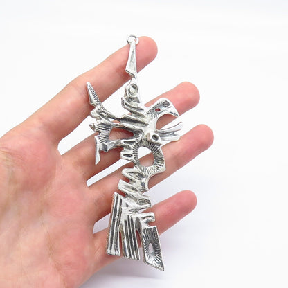 925 Sterling Silver Vintage Abstract Fish / Bird Skeleton Pendant