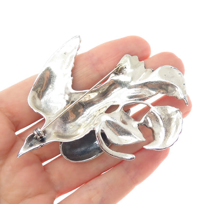 925 Sterling Silver Vintage Dove of Peace Oxidized Pin Brooch