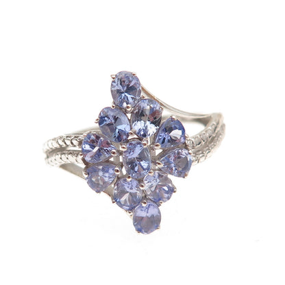 Chuck Clemency 925 Sterling Silver Real Multi-Cut Tanzanite Ring Size 7.25