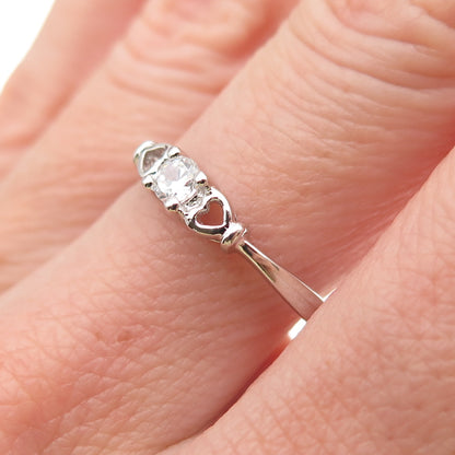 925 Sterling Silver Round-Cut C Z Heart Promise Ring Size 8