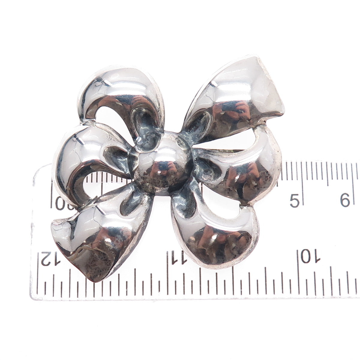 MONET 925 Sterling Silver Antique Art Deco Bow Oxidized Pin Brooch