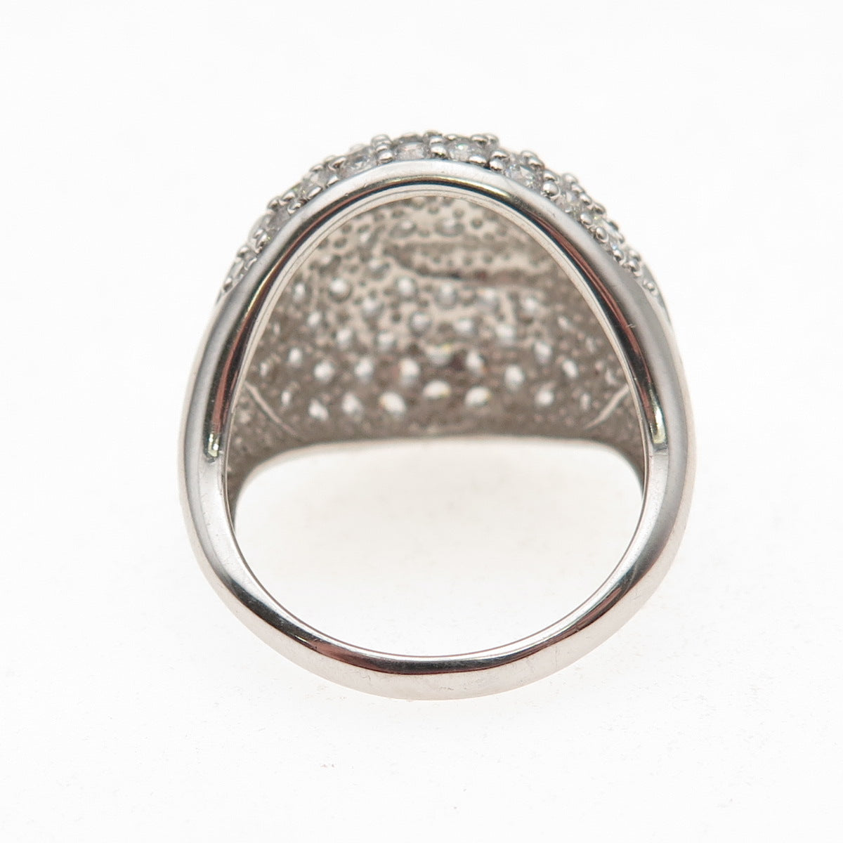 925 Sterling Silver Round-Cut C Z Yin Yang Ring Size 7.25