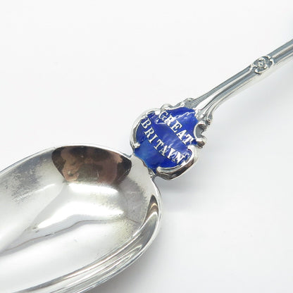 925 Sterling Silver Antique Birmingham 1908 Levi & Salaman Enamel Spoon
