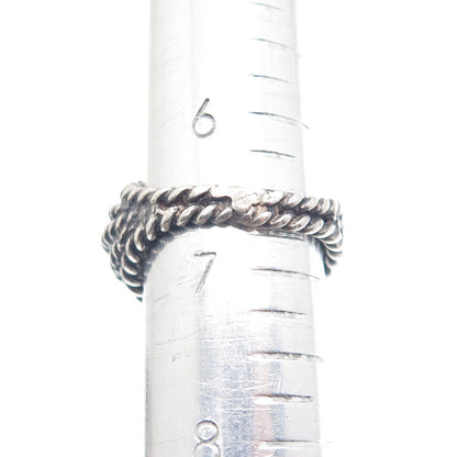 925 Sterling Silver Vintage Twisted Multi-Row Oxidized Dome Ring Size 6.75