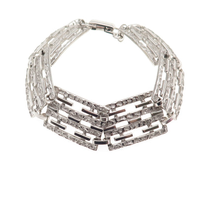 Van Dell 925 Sterling Silver Vintage Nugget Panel Link Bracelet 7"