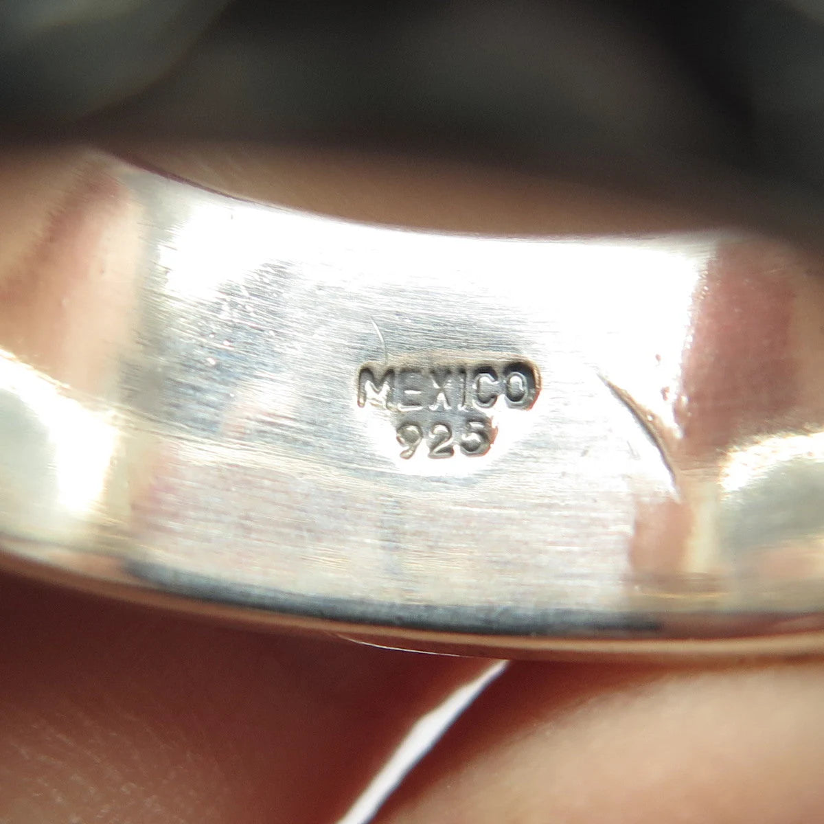 925 Sterling Silver Vintage Mexico Girl Boy & Bear Band Ring Size 11.5