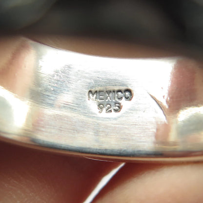 925 Sterling Silver Vintage Mexico Girl Boy & Bear Band Ring Size 11.5