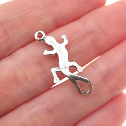925 Sterling Silver Vintage Lizard Oxidized Charm Pendant