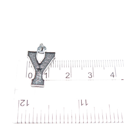 925 Sterling Silver Vintage Letter Y Initial Star of David Oxidized Mini Pendant