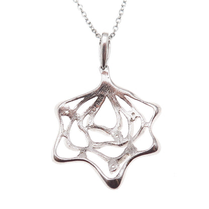 925 Sterling Silver Round-Cut C Z Floral Cable Chain Necklace 16"
