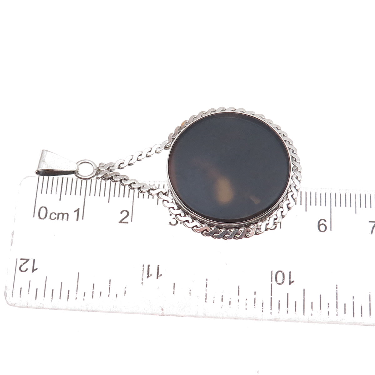 925 Sterling Silver Vintage Modernist S-Shape Link Pendant