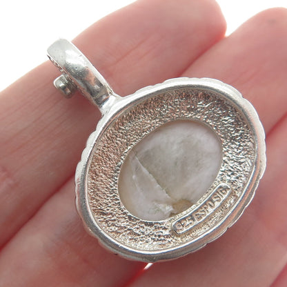 ESPO JOSEPH ESPOSITO 925 Sterling Silver Vintage Real Cream MOP Tribal Pendant