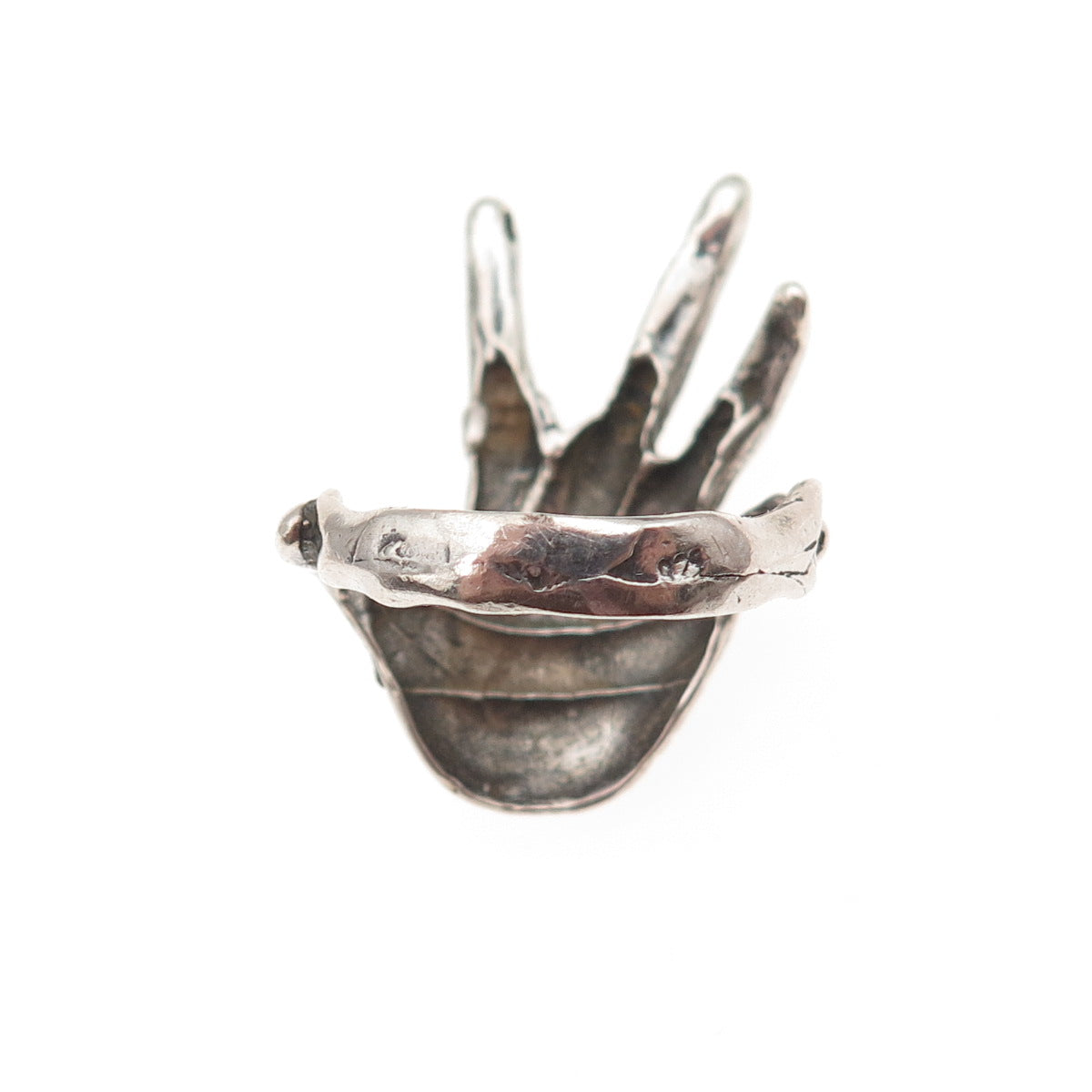 925 Sterling Silver Vintage Round-Cut C Z Hand Oxidized Ring Size 6